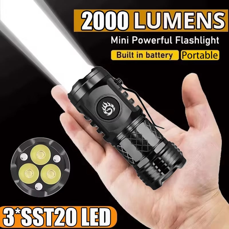 Powerful Rechargeable LED Flashlight With Built In Battery