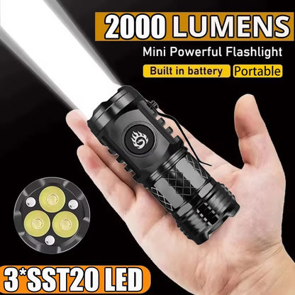 Powerful Rechargeable LED Flashlight With Built In Battery